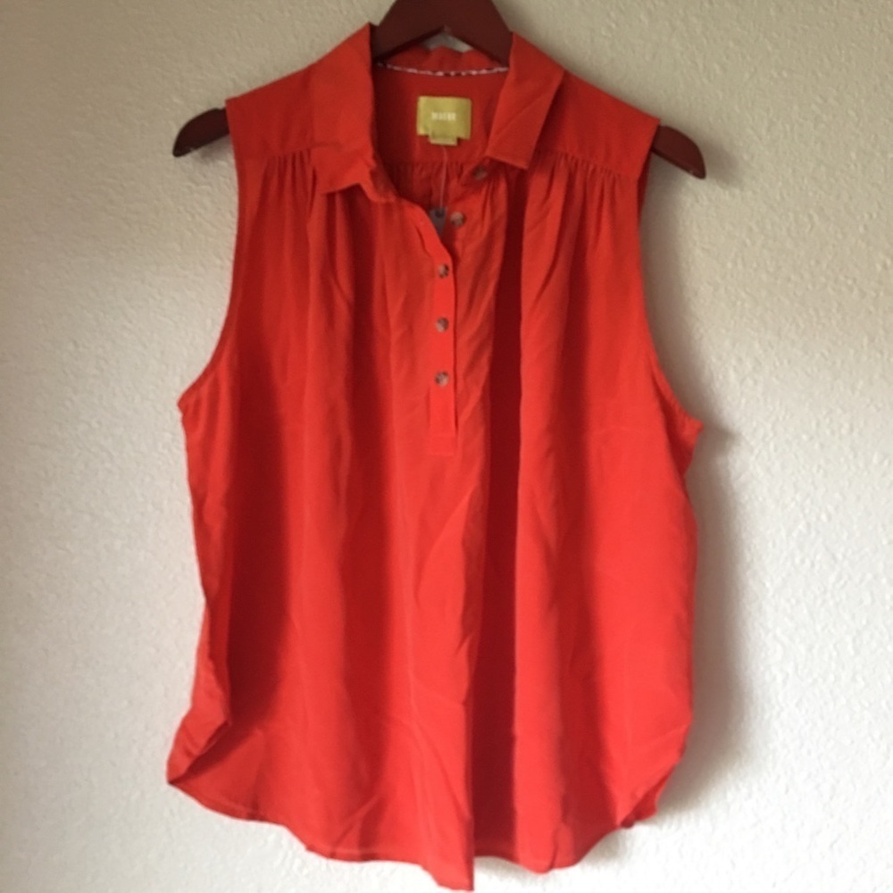 NWT Anthropologie Red Silk Blouse